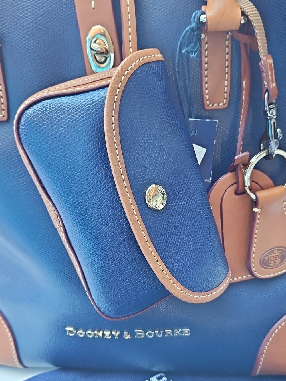 Dooney & Bourke Navy Leather Shelby Shopper With Accessories - Picture 13 of 16